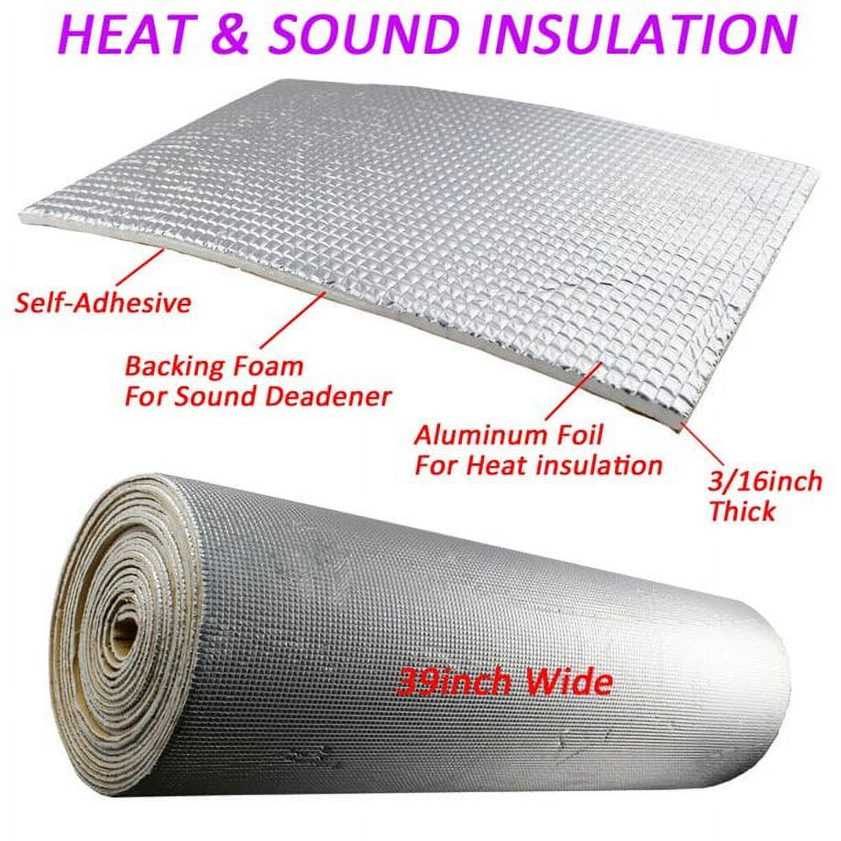 Car Sound Deadening Material Sound Proofing Automotive Insulation Aluminum  Foil Heat Shield Mat 3/16 Foam Backing By SQFT