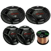 car speaker bundle combo 2x jvc dr620 6.5 2-way 600 watt and 2x dr6940 6x9 inch 1100-watt 4-way dr-series audio coaxial upgrade speakers + enrock 50 foot 16 gauge speaker wire