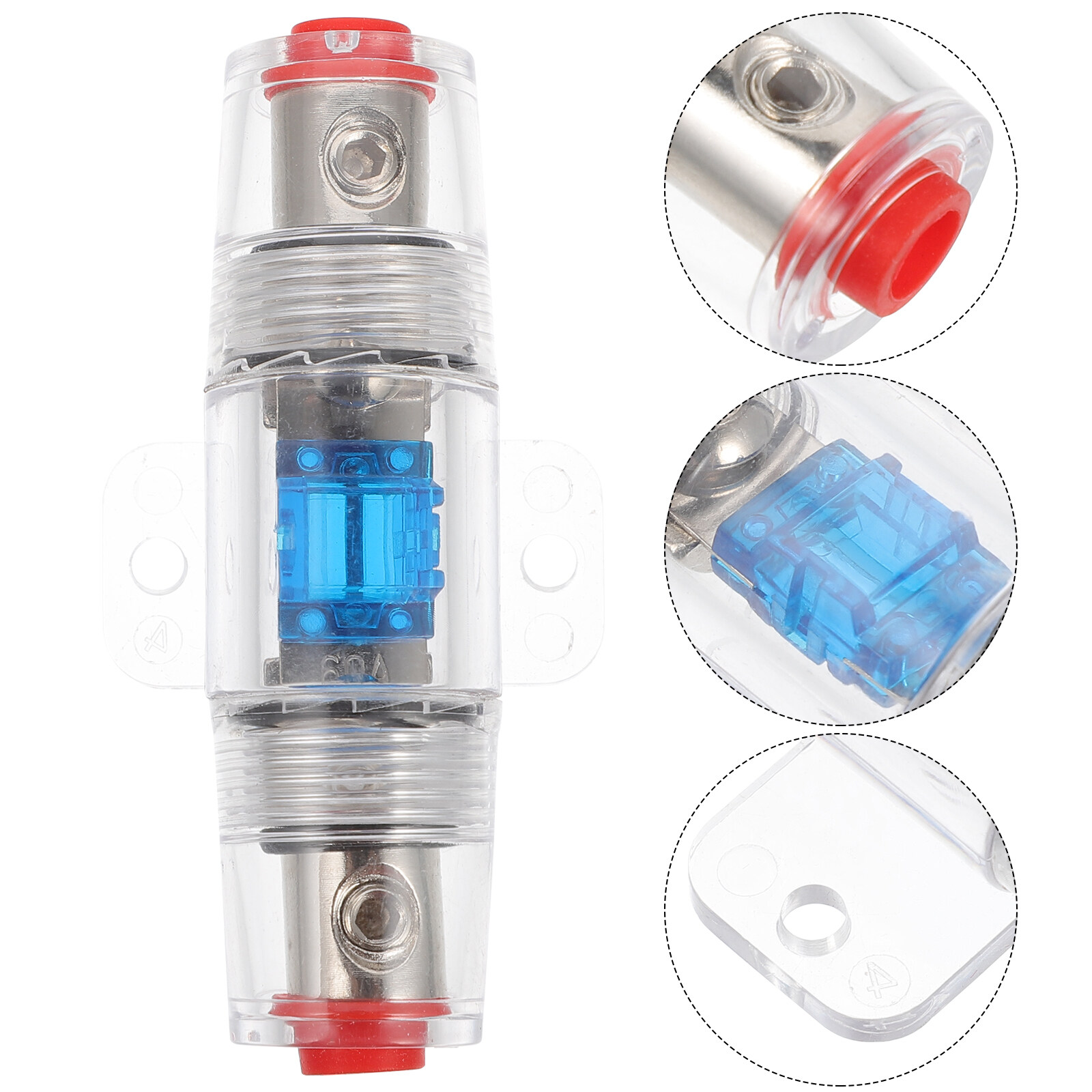 Car Speaker Fuse Holder Transparent Fuse Safety Seat Accessory with 60A