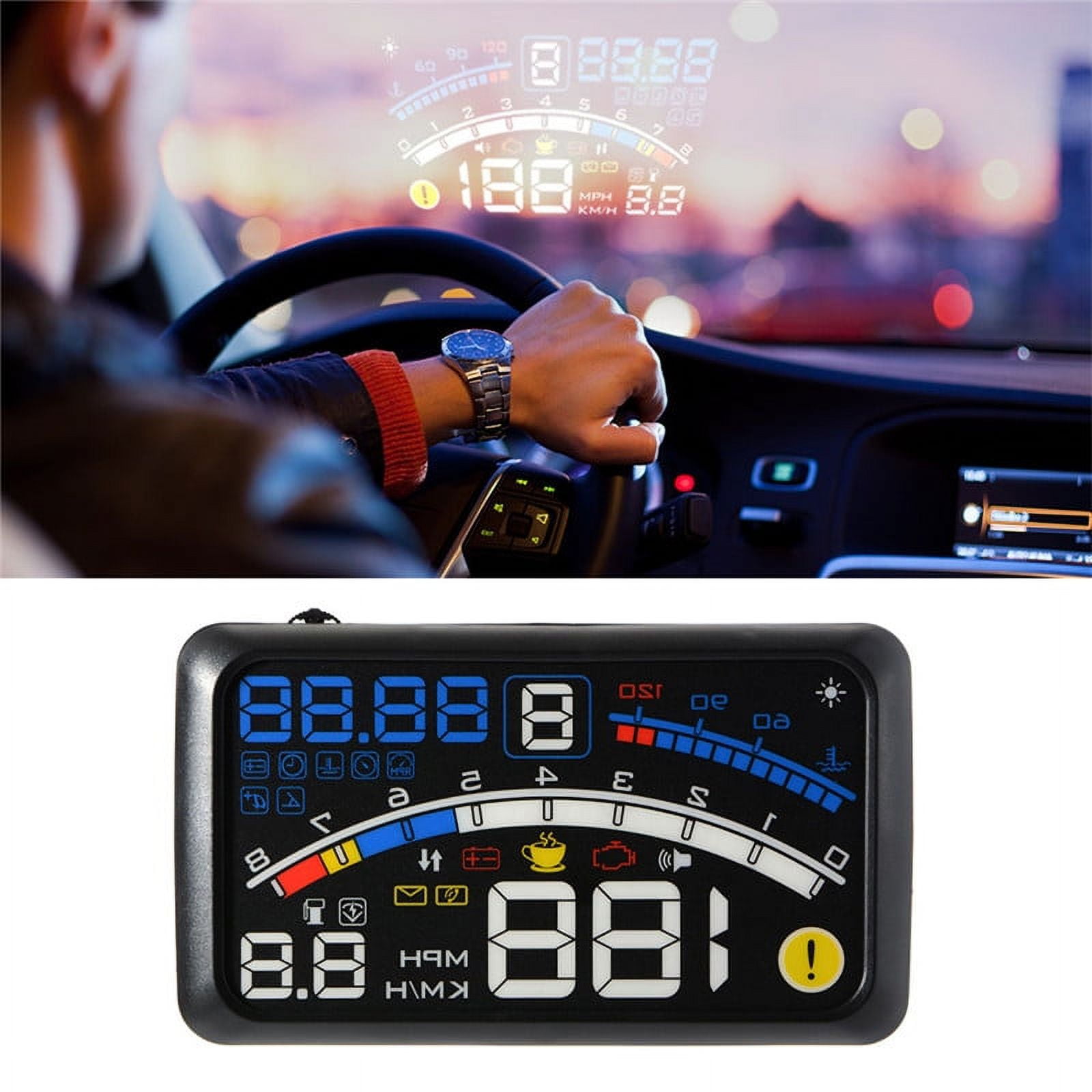 Car Speed Limit Head Up Display,Universal GPS HUD Head Up Display MPH/KM/h  Speed Limit Warning Plug & Play 