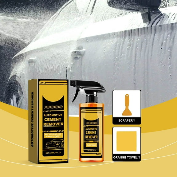 Car Stain Cleaner 120ml, Road Splash and Cement Residue Removal, Paint-Safe Deep Cleaning, Multi-Material Vehicle Cleaner with Towel and Scraper