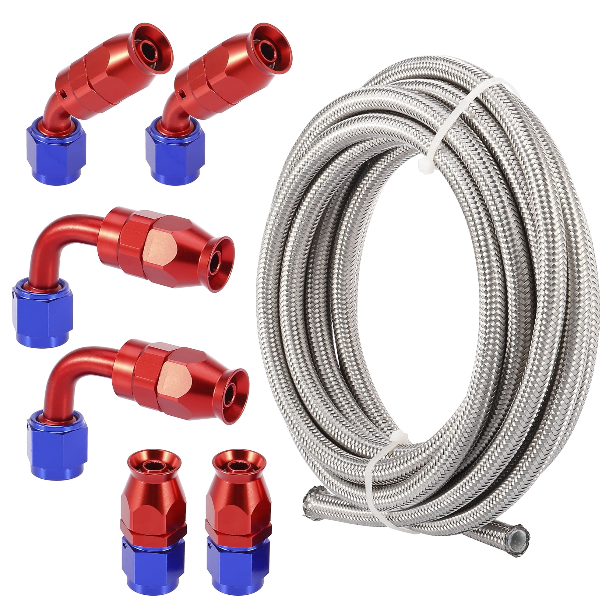 Car Stainless Steel Braided 15ft 3/8" Fuel Line with AN6 End Fitting for PTFE Oil Hose