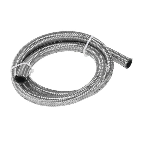 Car Stainless Steel Braided Mesh Hose 3.3ft 1/2" AN8 Fuel Hose Oil Gas Line Replacement Silver Tone