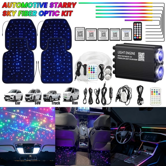 Car Starlight Headliner kit+Starlight Car Floor Mats+RGB Car Ambient Lights Universal Car Accessories