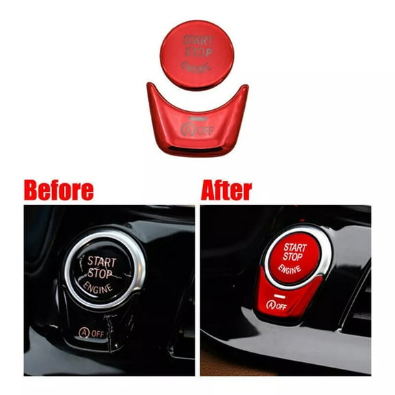 Car Start Stop Button Trim Cover In Red Abs For Bmw 5 G30 2017 2020 Pack Of 2