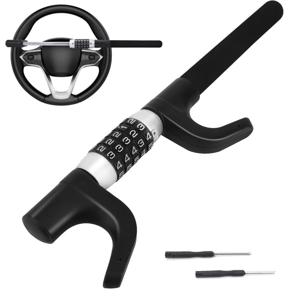 Car Steering Lock Anti-Theft, Keyless Password High Security Wheel Lock Heavy Duty Adjustable Length Vehicle Locks Protective Universal Wheel Lock Compatible with Car Truck SUV