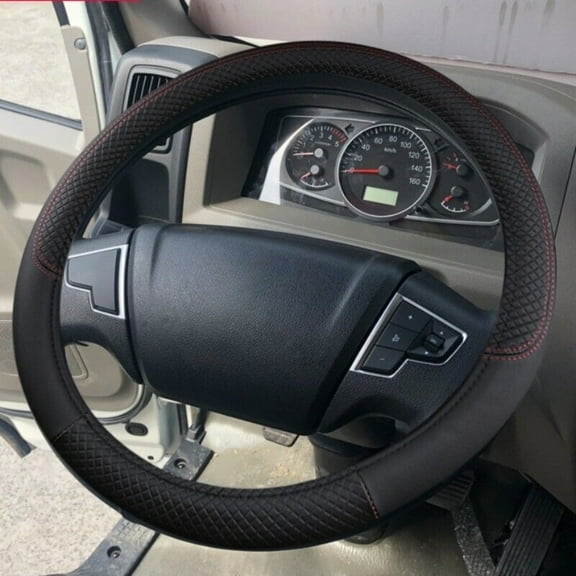Car Steering Wheel Cover 14" 15" 16" 17" 18" 19" Van Trailer Semi Truck Golf Cart Steering Wheel PU Leather Grip Cover