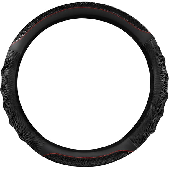 Car Steering Wheel Cover, 15 Inch Anti-Slip Steering Wheel Cover Protector with 3D Honeycomb Design, Universal Steering Wheel Covers for Truck SUV, Car Accessories (Black,Round Shape)