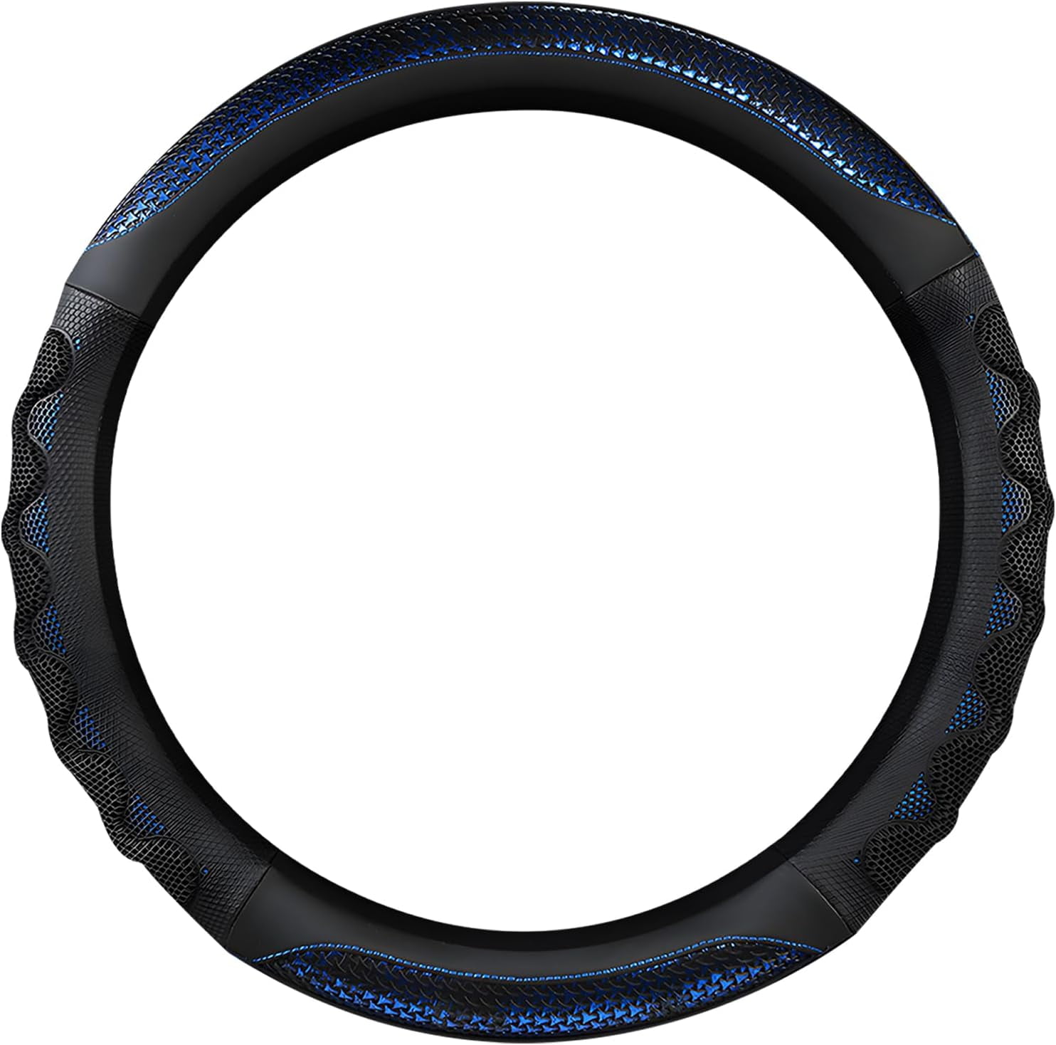 Car Steering Wheel Cover, 15 Inch Anti-Slip Steering Wheel Cover Protector with 3D Honeycomb Design, Universal Steering Wheel Covers for Truck SUV, Car Accessories (Blue, Round Shape)