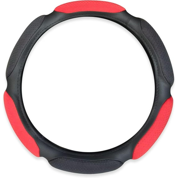 Car Steering Wheel Cover, 15" Universal Stylish Suede Steering Wheel Cover, Red