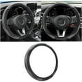 thumbnail image 1 of Car Steering Wheel Cover, 15 inch Carbon Fiber Microfiber PU Leather Elastic Steering Wheel Protector for Men Women, Anti-Slip Breathable Car Interior Accessories for Most Cars (Black/Gray), 1 of 12