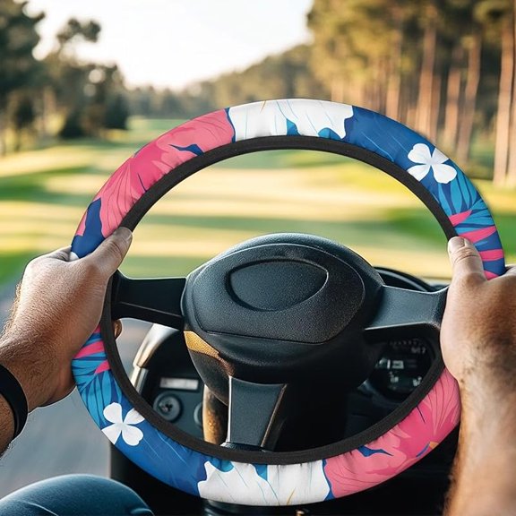 Car Steering Wheel Cover 15" inch Sweat-Absorbent Anti-Slip Steering Wheel Cover