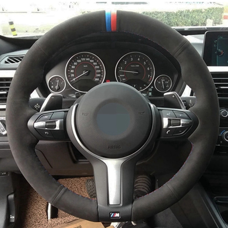 Car Steering Wheel Cover AntiSlip Suede Leather For BMW M Sport 1