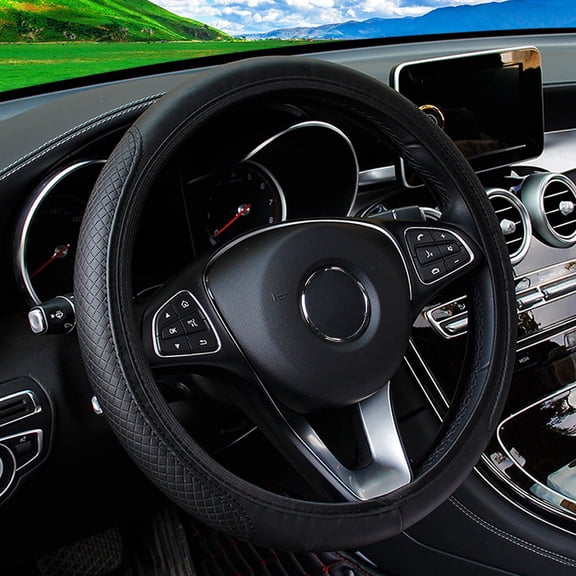 Car Steering Wheel Cover Antislip Pu Leather Fits 14 5 To 15 Inch Wheels