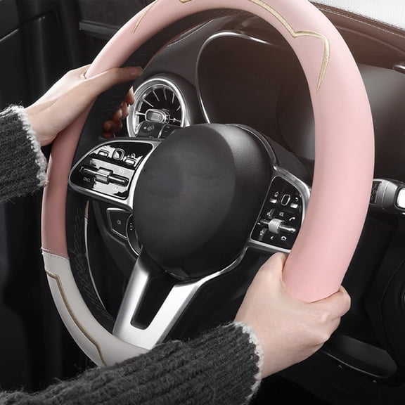 Car Steering Wheel Cover, BVEBJDX 38cm Car Steering Wheel Cover, Universal 15 inch, Anti-Slip, Odorless, Easy to Install, Cute for Girls, Ladies, Women