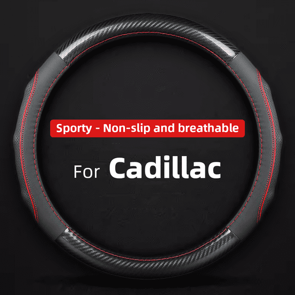 Car Steering Wheel Cover for Cadillac XT5 Escalade CTS ATS XT4 Lyriq CT4 CT5 CT6 ELR, Carbon Fiber Style, Anti-Slip Rubber Grip with Raised Particles, Comfortable Feel, for Car SUV Truck Accessories