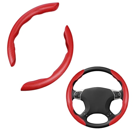 Kabuer Car Steering Wheel Cover, Carbon Fiber Car Wheel Cover with Butterfly Design for Men, Red