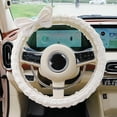 thumbnail image 1 of Car Steering Wheel Cover, Cloth Puffrug Car with Anti-Slip Sweat-Absorbing Woman Car Steering Wheel Cover, White Bow, 1 of 7