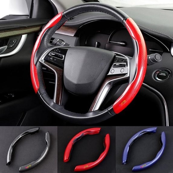 Car Steering Wheel Cover Cubic Printing Carbon Fiber Texture Booster Auto Steering Wheel Anti-skid Accessories