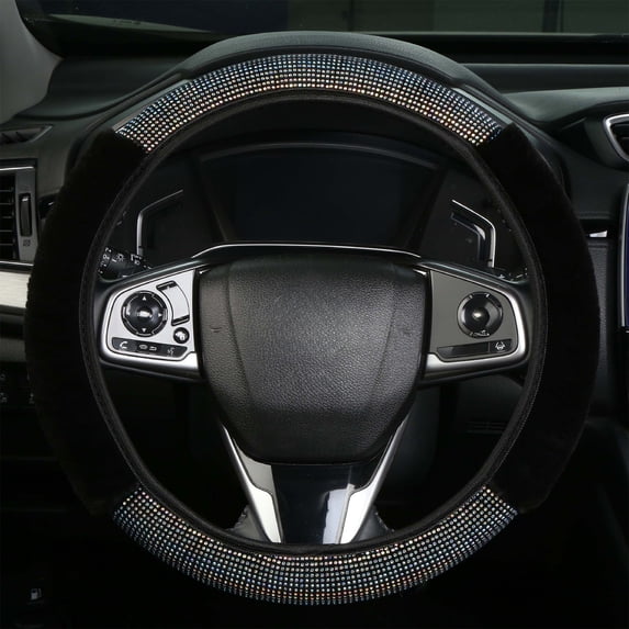 Car Steering Wheel Cover, Elastic Full Diamond Non-Slip Universal Handlebar Cover, Soft Polyester Material, Easy Installation for Comfortable Grip
