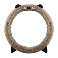 thumbnail image 1 of Car Steering Wheel Cover, Fluffy Soft Plush Cute Steering Wheel Protector with Ears and Expression, for Car,SUV, Elastic & Anti-Slip (Khaki), 1 of 5