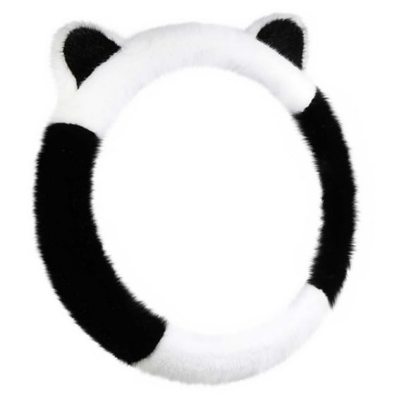 Car Steering Wheel Cover, Fluffy Soft Plush for Winter Warm, Cute Steering Wheel Protector with Kitty Cat Ears, Universal 15 Inch, Elastic & Anti-Slip, Lovely Decor Car Accessories