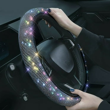 Car Steering Wheel Cover For Women Girls Cute Glitter Steer Wheel Cover Bling Rhinestone Diamond Car Steering Protection