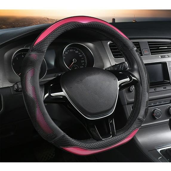 Car Steering Wheel Cover | Honeycomb Non-Slip Leather | Universal Fit 38cm Diameter | Enhanced & Comfort | Multi-Color Options | Shock-Absorbing | Easy Clean | Durable Fashion Accessory