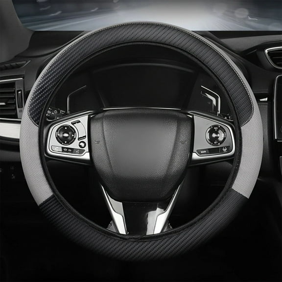 Car Steering Wheel Cover, Leather Anti Slip Wheel Grip, Thin and Lightweight Steering Wheel Protector, Universal Fit for Sedan SUV Truck, Four Season Comfortable Driving