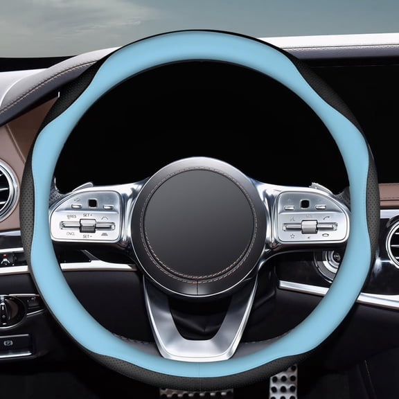 Car Steering Wheel Cover Leather, Non-Slip, Breathable, Fits 14.5-15 Inches Car Steering Wheel Seasons Universal Fit for Cars, Trucks, SUVs