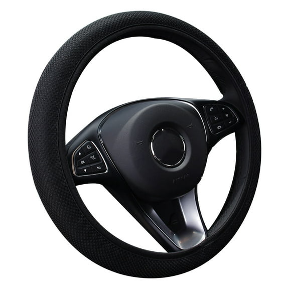 Car Steering Wheel Cover Mesh Fabric Steering Wheel Cover Elastic Breathable Steering Wheel Protector for Automobile Direct Replacement Car Interior Accessories Black