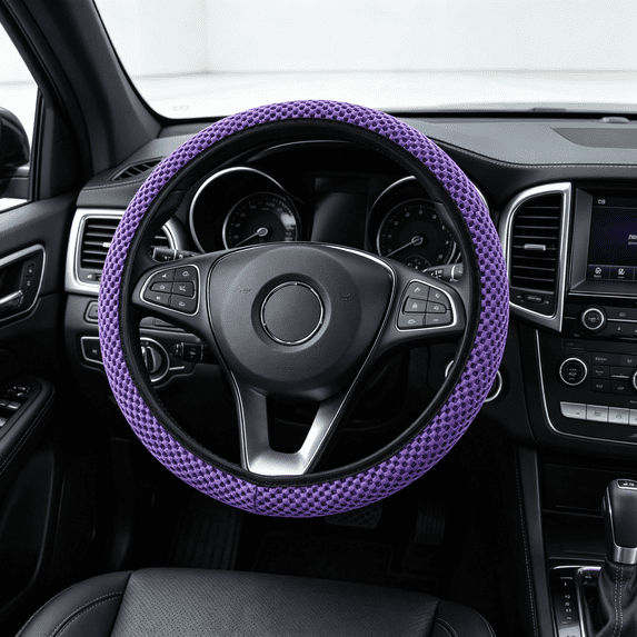 Car Steering Wheel Cover, Microfiber Leather 14.5-15 Inch Anti-Slip Breathable Auto Steering Wheel Covers for Men Women