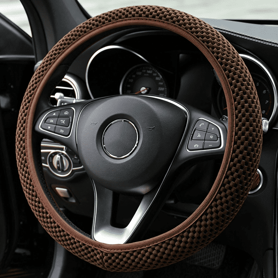 Car Steering Wheel Cover, Microfiber Leather Steering Wheel Covers with Anti-Slip Lining, Universal 14.5-15 inchs