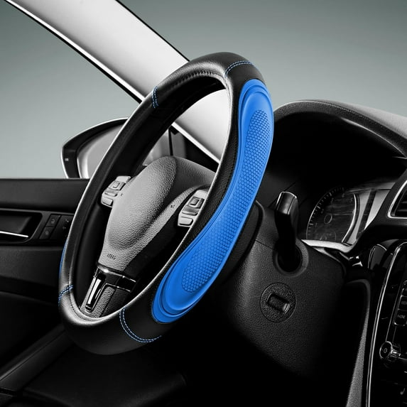 Car Steering Wheel Cover - Microfiber Leather Steering Wheel Wrap Sports 14.5-15 Inch Steering Wheel Cover Non-Slip for Men Women Blue Color