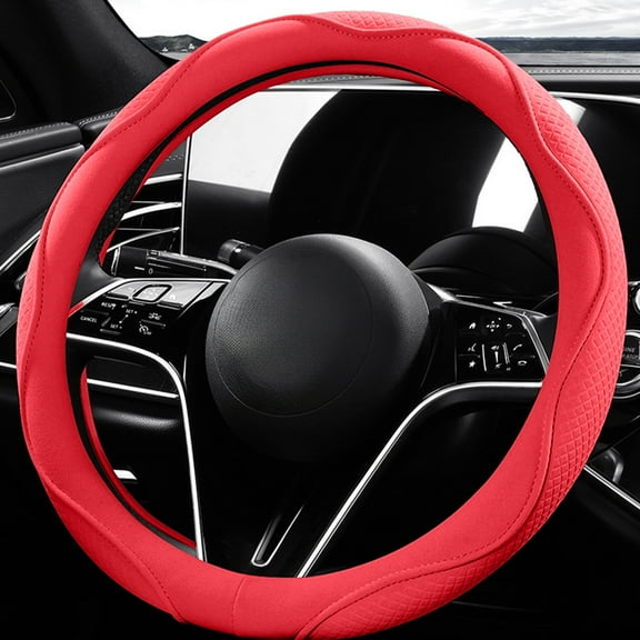Car Steering Wheel Cover, Non-Slip Car Wheel Cover Protector Breathable Microfiber Universal Fit for Most Cars （Red）