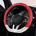 thumbnail image 1 of Car Steering Wheel Cover Non-Slip Silicone Leather | Thin Lightweight Grip | Universal Fit 36-40cm | All-Season Durable Easy Clean | Soft Handle Protector for Cars, SUVs, Pickups | 1 Pack, 38cm Black, 1 of 6