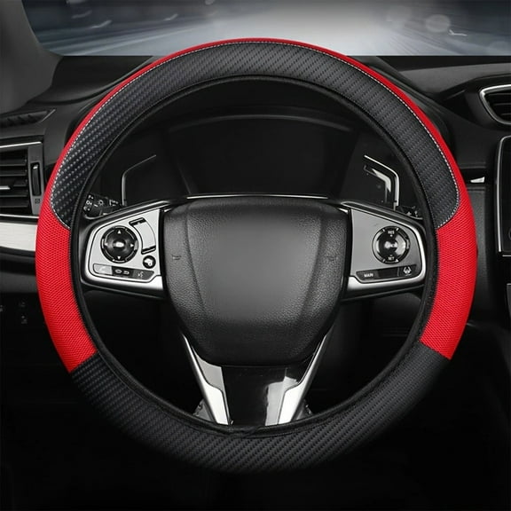 Car Steering Wheel Cover, Sports Steering Wheel Cover, Universal Non-Slip Fiber Material Thin Lightweight Design, Durable All-Season Grip Enhancement for Vehicles 36-40cm Diameter