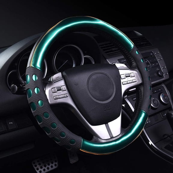 Car Steering Wheel Cover Standard Size 15 Inch, High-Grade Car Steering Protector Automotive Interior Accessories for Women and Men, Green