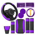 thumbnail image 1 of Car Steering Wheel Cover, Steering Wheel Cover for Heated Steering Wheel, Pu Material, Shift Knob Cover, Car Armrest Cushion, Interior Decor Strips, Purple Black Panels, 30 Pc, 1 of 8