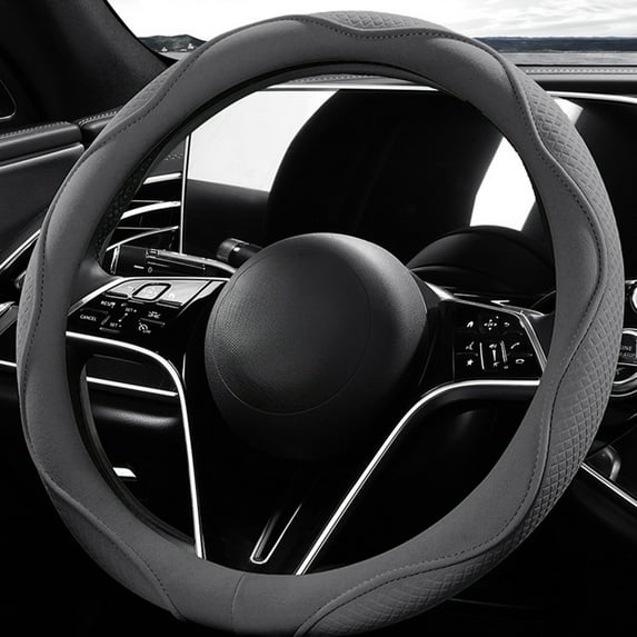 Car Steering Wheel Cover, Thin Anti-Slip Fiber Handle, Sports Style Grip, All Season Comfortable Interior Accessory, Universal Fit for Cars and Trucks