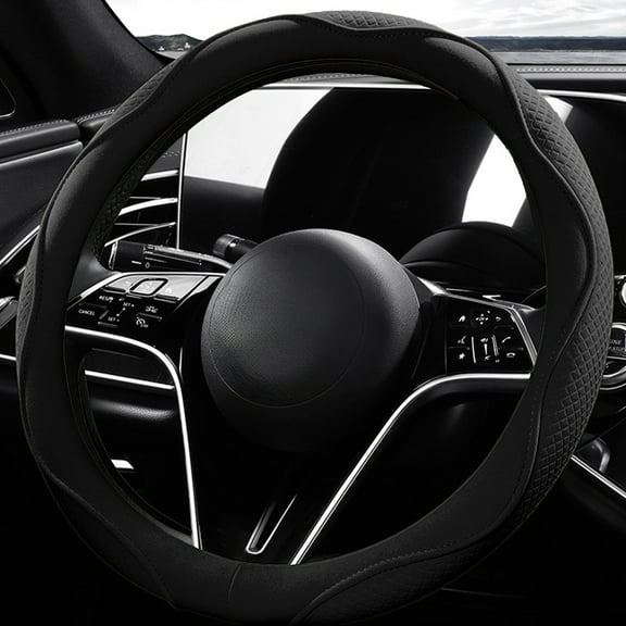 Car Steering Wheel Cover, Thin Anti-Slip Fiber Handle, Sports Style Grip, All Season Comfortable Interior Accessory, Universal Fit for Cars and Trucks