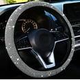 thumbnail image 1 of Car Steering Wheel Cover Universal Fit for 15 Inches Diameter, Bling Crystal Rhinestones Steering Wheel Protector for Women Anti-Slip Backing Elastic Easy Installation, White, 1 of 5