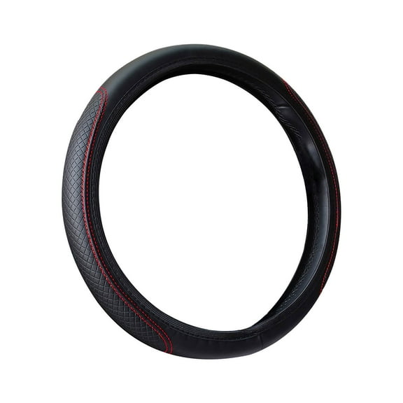 Car Steering Wheel Cover Universal Microfiber PU Leather Elastic 15 Inch Stitching Color Anti Steering Wheel Protector Car Interior Protection Accessories For Men Women Black