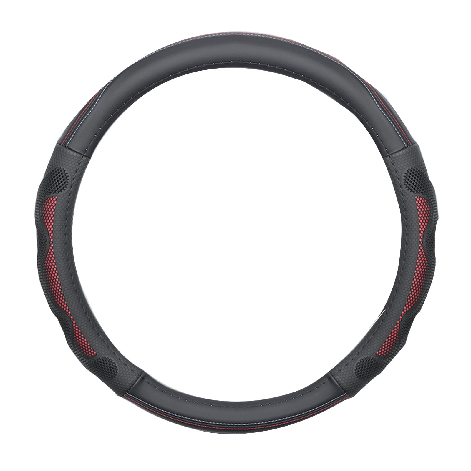 Car Steering Wheel Cover Wheel Cover Protector, Anti-Slip Breathable Full Surround Universal Car Accessory For Honda Crider Accord CR-V Civic Vezel-[Black red and blue lines]Nappa leather