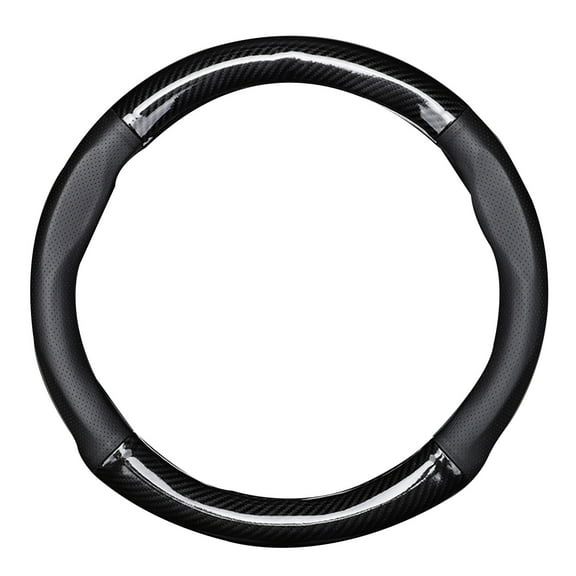 Car Steering Wheel Cover Wheel Cover Protector, Anti-Slip Breathable Full Surround Universal Car Accessory For Honda Crider Accord CR-V Civic Vezel Fit Envix HR-V City -black(With hole)