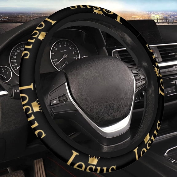 Car Steering Wheel Cover for Women Men, Non-Slip Breathable Steering Wheel, Jesus is King Steering Wheel Protector, Car Accessories, Universal 14" 02/2-15" Fit Auto, Suvs