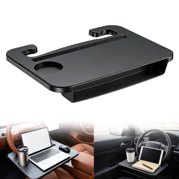 Car Steering Wheel Desk and Seat Gap Organizer Tray for Eating Writing Laptop Tablet, 1-2 Pack