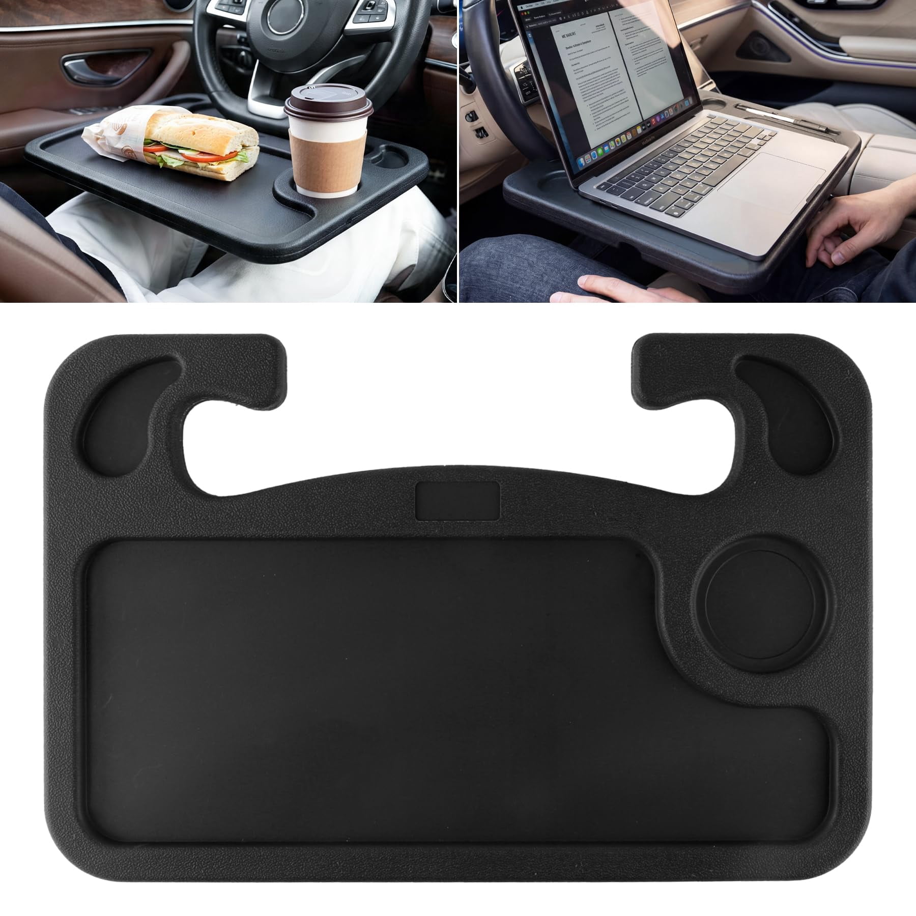 Car Steering Wheel Desk for Laptop,Multipurpose Travel Car Accessories, Car Seat Stand Trays for Eating, Steering Wheel Overhead Table Console(Black)