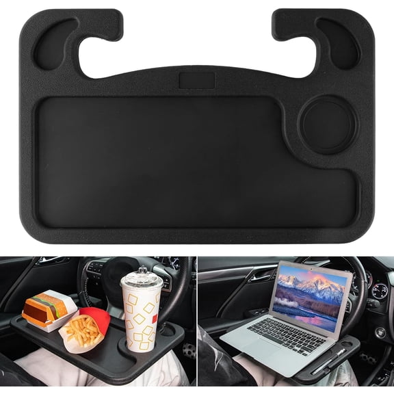 Car Steering Wheel Desk for Laptop,Multipurpose Travel Car Accessories, Car Seat Stand Trays for Eating, Steering Wheel Under Table Console(Black)