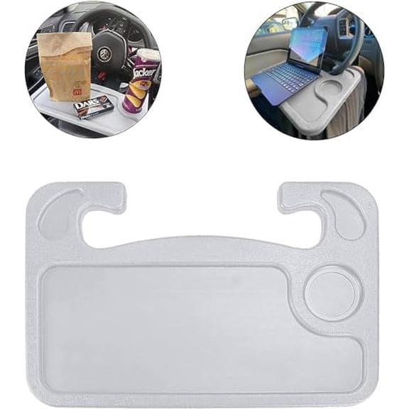 Car Steering Wheel Desk for Laptop,Multipurpose Travel Car Accessories, Car Seat Stand Trays for Eating, Steering Wheel Under Table Console(Gray)